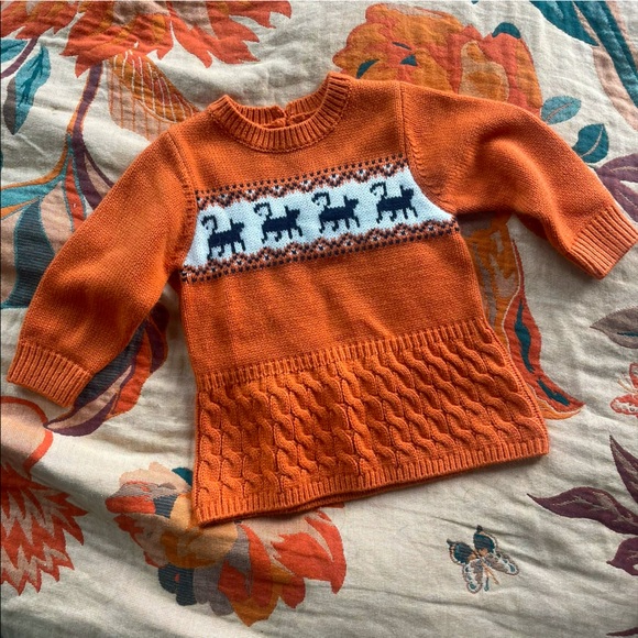 Orange with black cats knit sweater dress - size 2T-3T - Picture 4 of 9